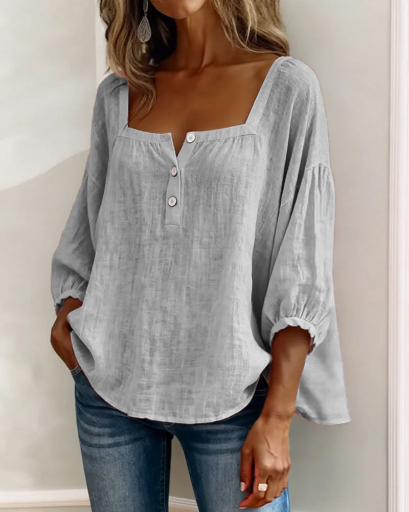 Lane | Square Neck Lantern Sleeve Shirt