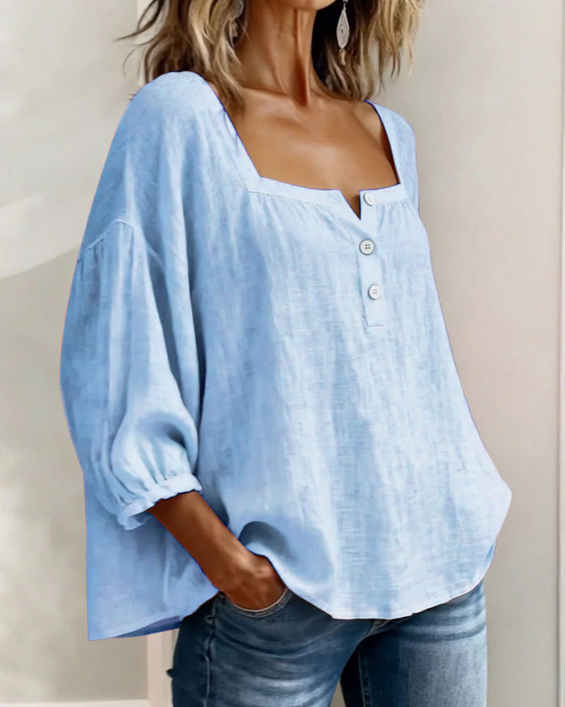 Lane | Square Neck Lantern Sleeve Shirt