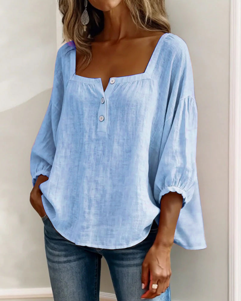 Lane | Square Neck Lantern Sleeve Shirt