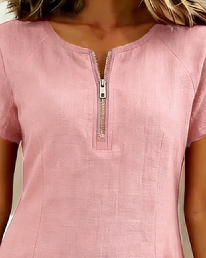 Zipper Pocket Cotton Dress