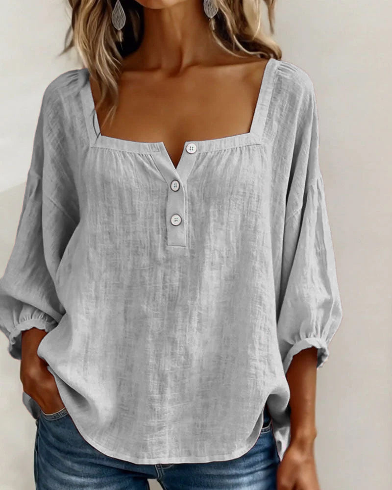 Lane | Square Neck Lantern Sleeve Shirt