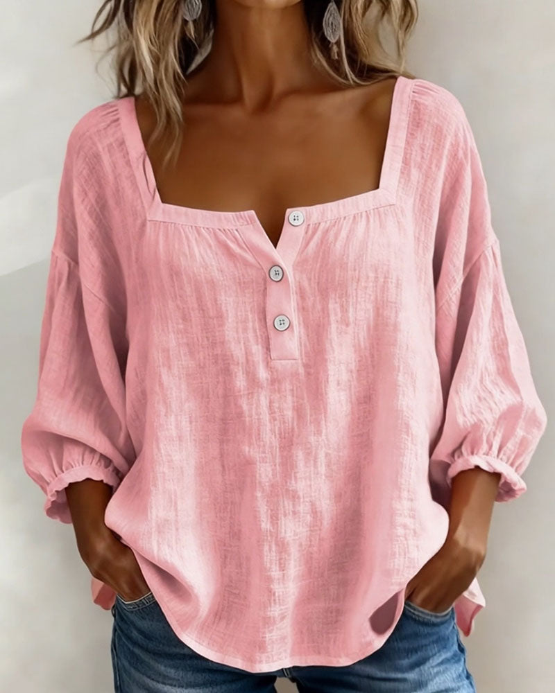 Lane | Square Neck Lantern Sleeve Shirt
