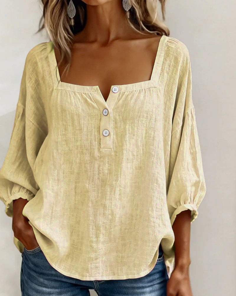 Lane | Square Neck Lantern Sleeve Shirt