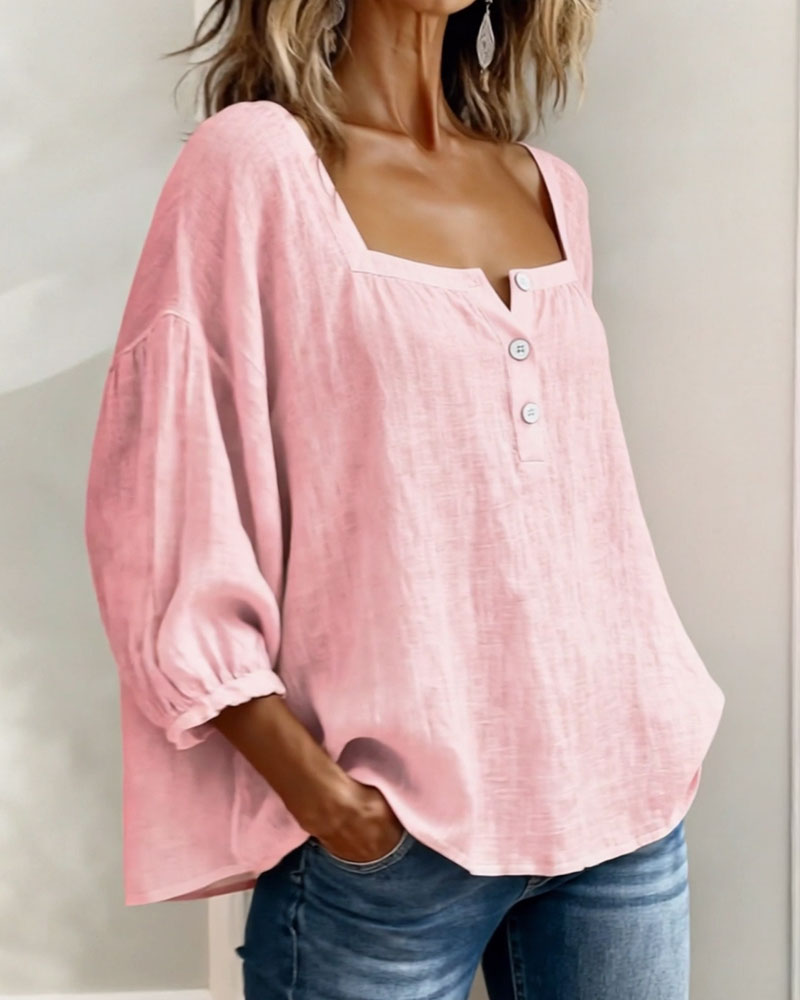 Lane | Square Neck Lantern Sleeve Shirt
