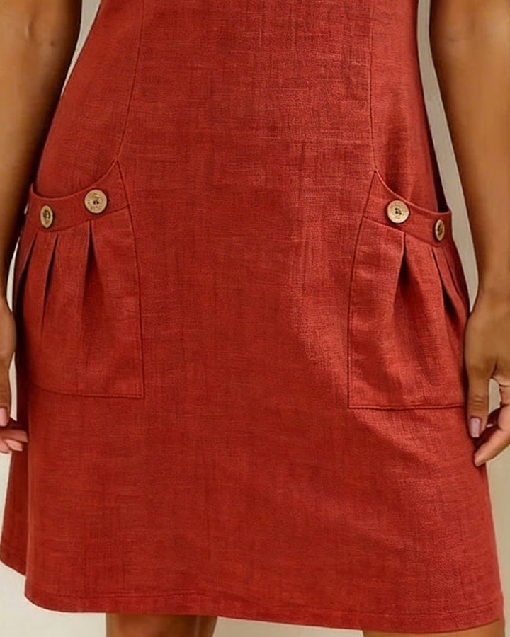 Zipper Pocket Cotton Dress