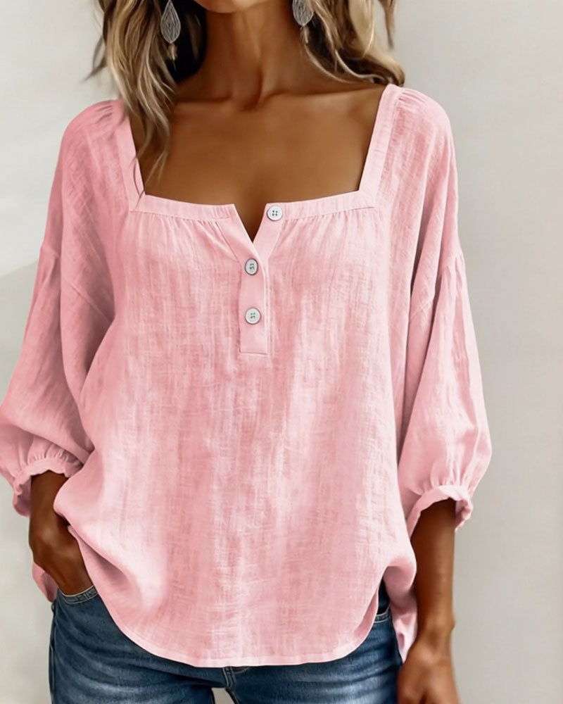 Lane | Square Neck Lantern Sleeve Shirt