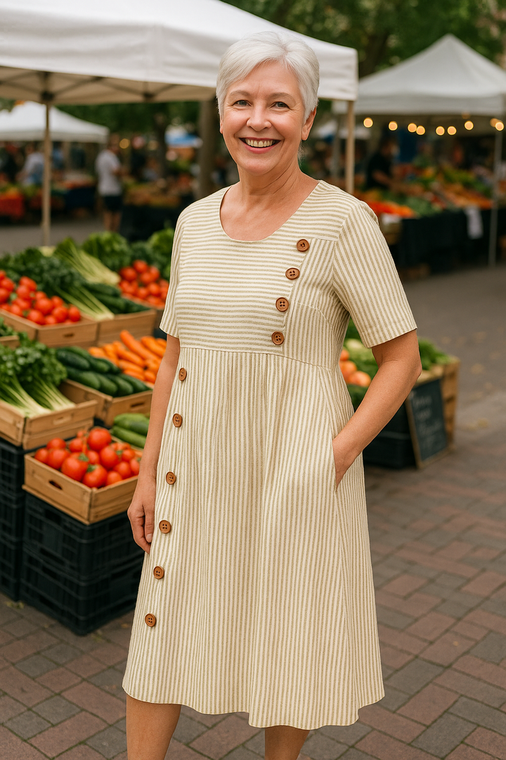 Brienne | Striped Midi Dress – Comfort & Confidence