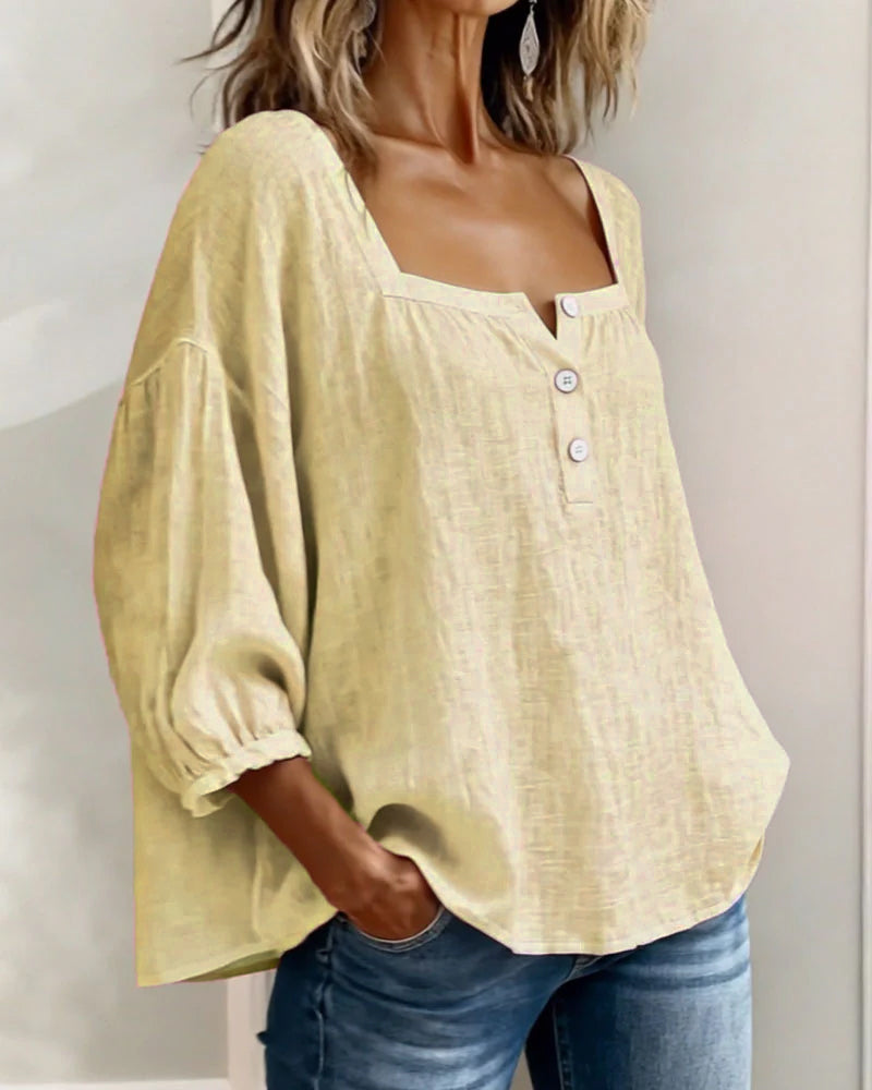 Lane | Square Neck Lantern Sleeve Shirt