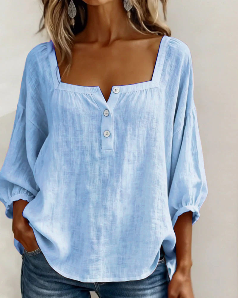 Lane | Square Neck Lantern Sleeve Shirt