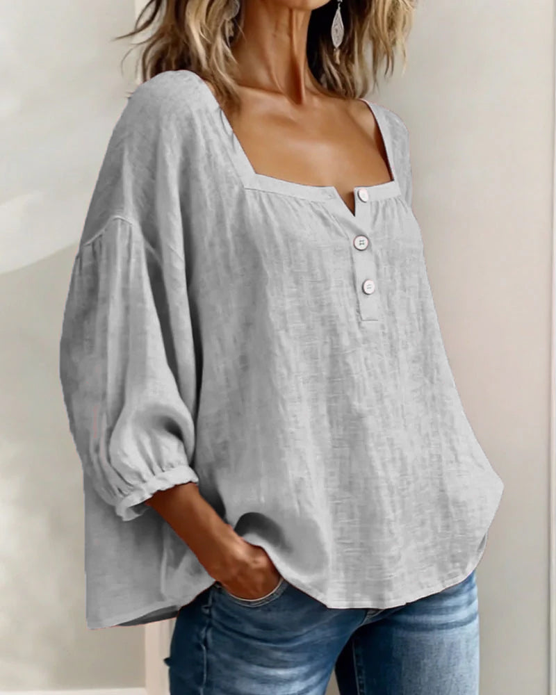 Lane | Square Neck Lantern Sleeve Shirt