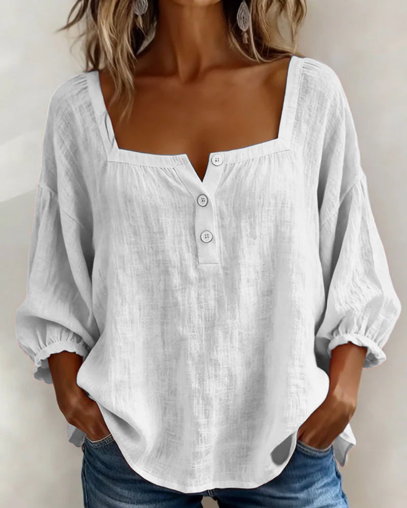 Lane | Square Neck Lantern Sleeve Shirt
