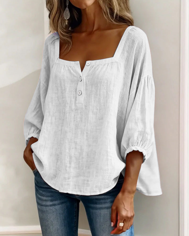 Lane | Square Neck Lantern Sleeve Shirt